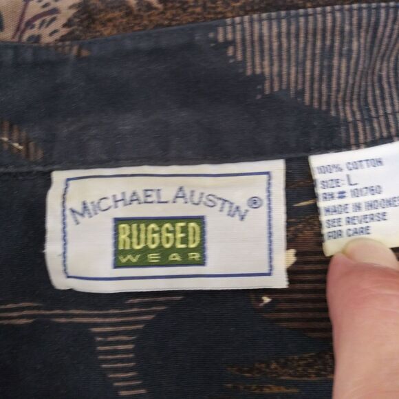 Michael Austin Shirt Mens Size L  Green Long Sleeve Button Down Collared Shirt - Picture 4 of 5